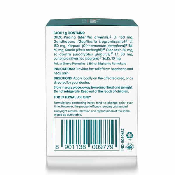 Himalaya Rumalaya | Strong Fast Relief From Headache & Neck Pain | Pain Balm | 10 Gm | 8G + 2G Free