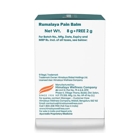 Himalaya Rumalaya | Strong Fast Relief From Headache & Neck Pain | Pain Balm | 10 Gm | 8g + 2g Free