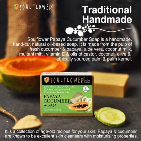 Soulflower Papaya Cucumber Soap 150Gm