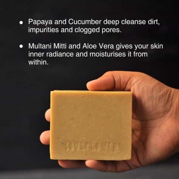 Soulflower Papaya Cucumber Soap 150Gm