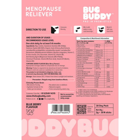 Bug Buddy Menopause Reliever | Menopause Supplement For Hormonal Balance | 30 Days Pack