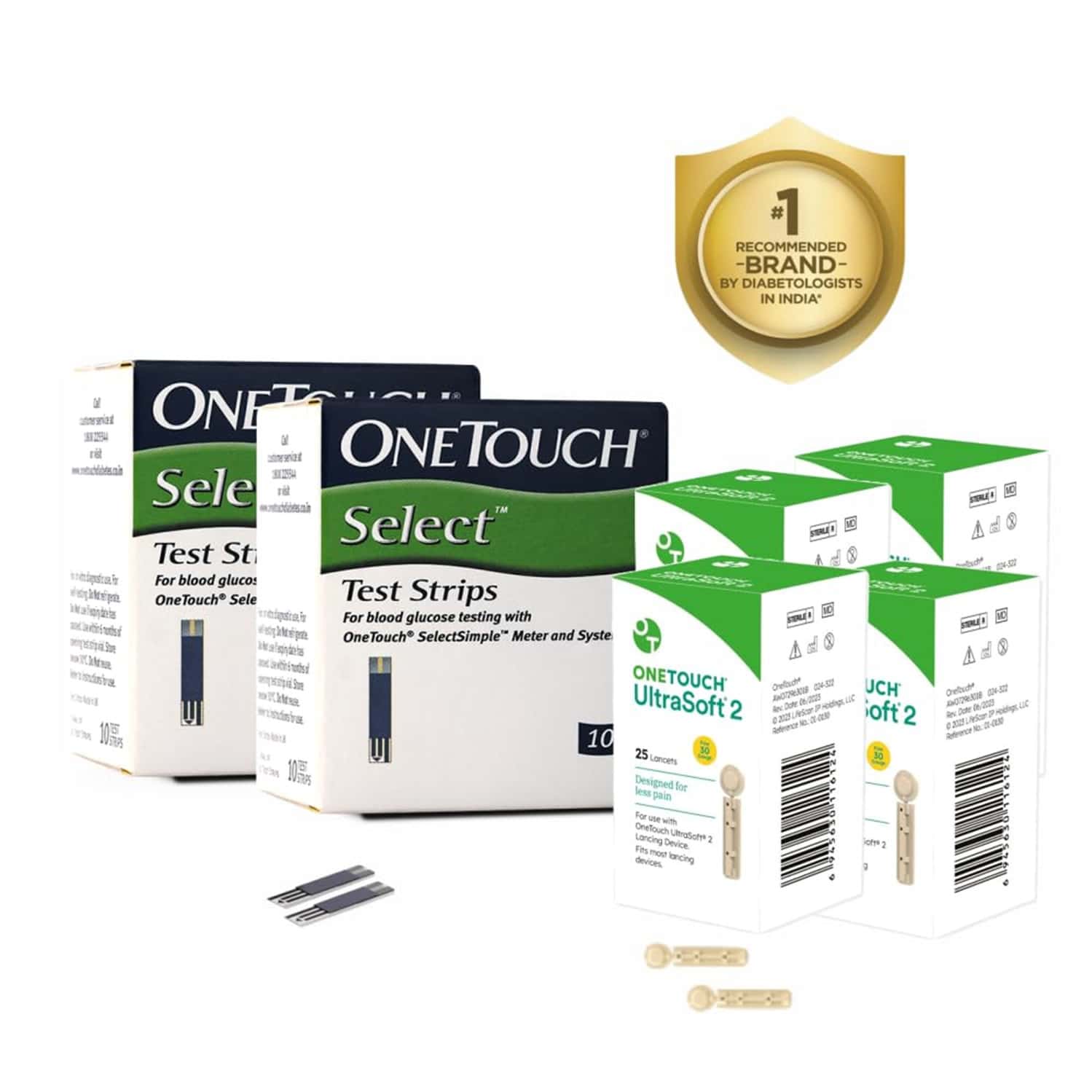 Onetouch Select 100 Test Strips (50 Pck 2) With 100 Onetouch Ultrasoft 2 (pack Of 4) 25 Lancets