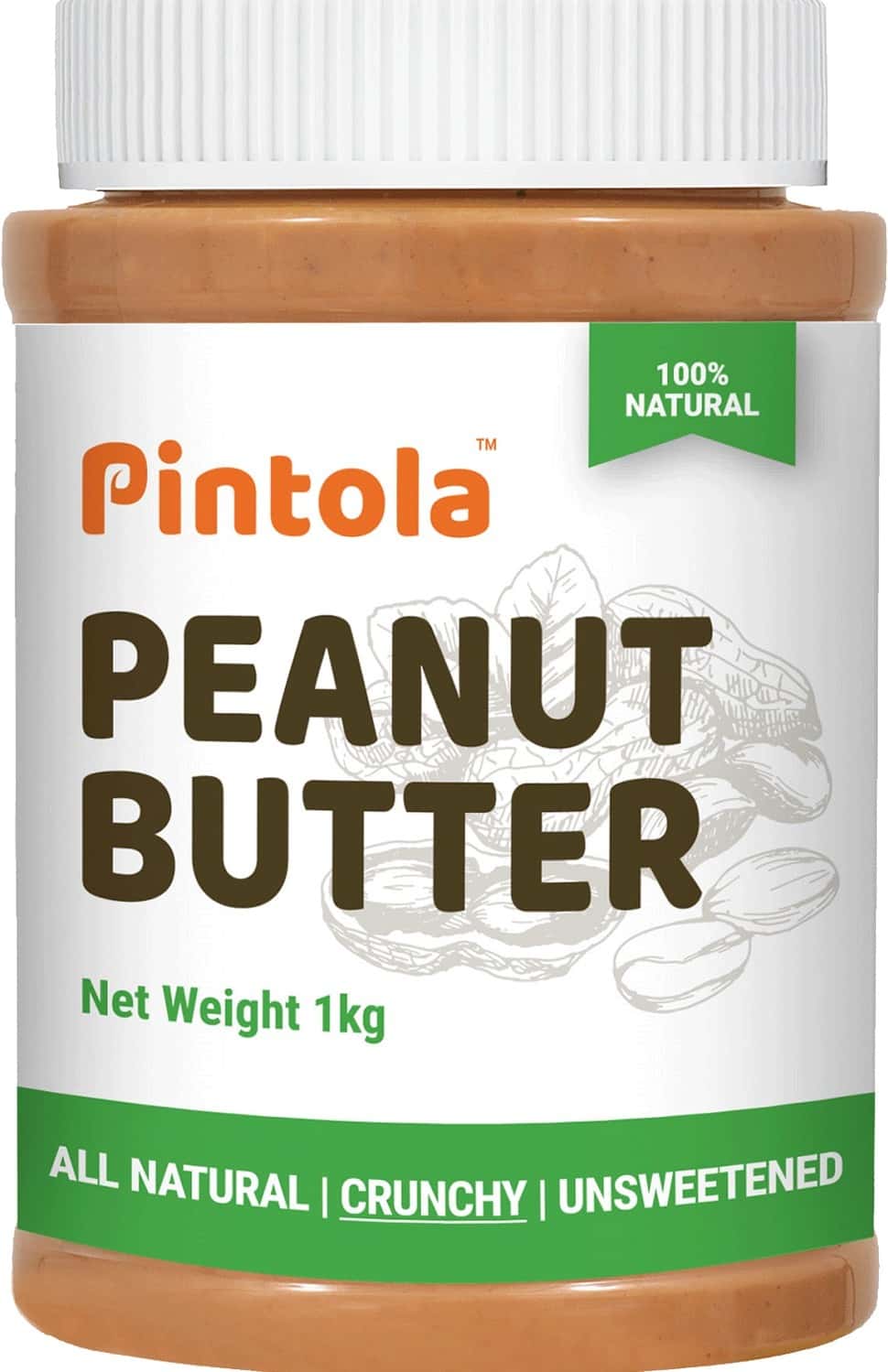 Pintola All Natural Crunchy Peanut Butter 1kg Jar