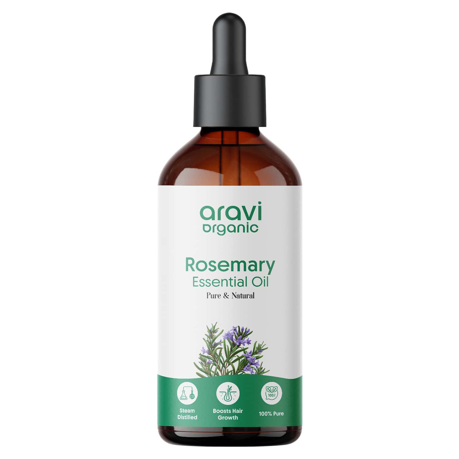 Aravi Organic Rosemary Essential Oil - Promotes Hair Growth | Healthy Scalp - 100ml