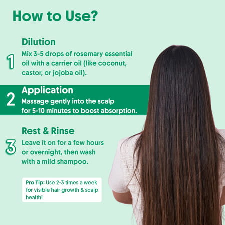 Aravi Organic Rosemary Essential Oil - Promotes Hair Growth | Healthy Scalp - 100Ml