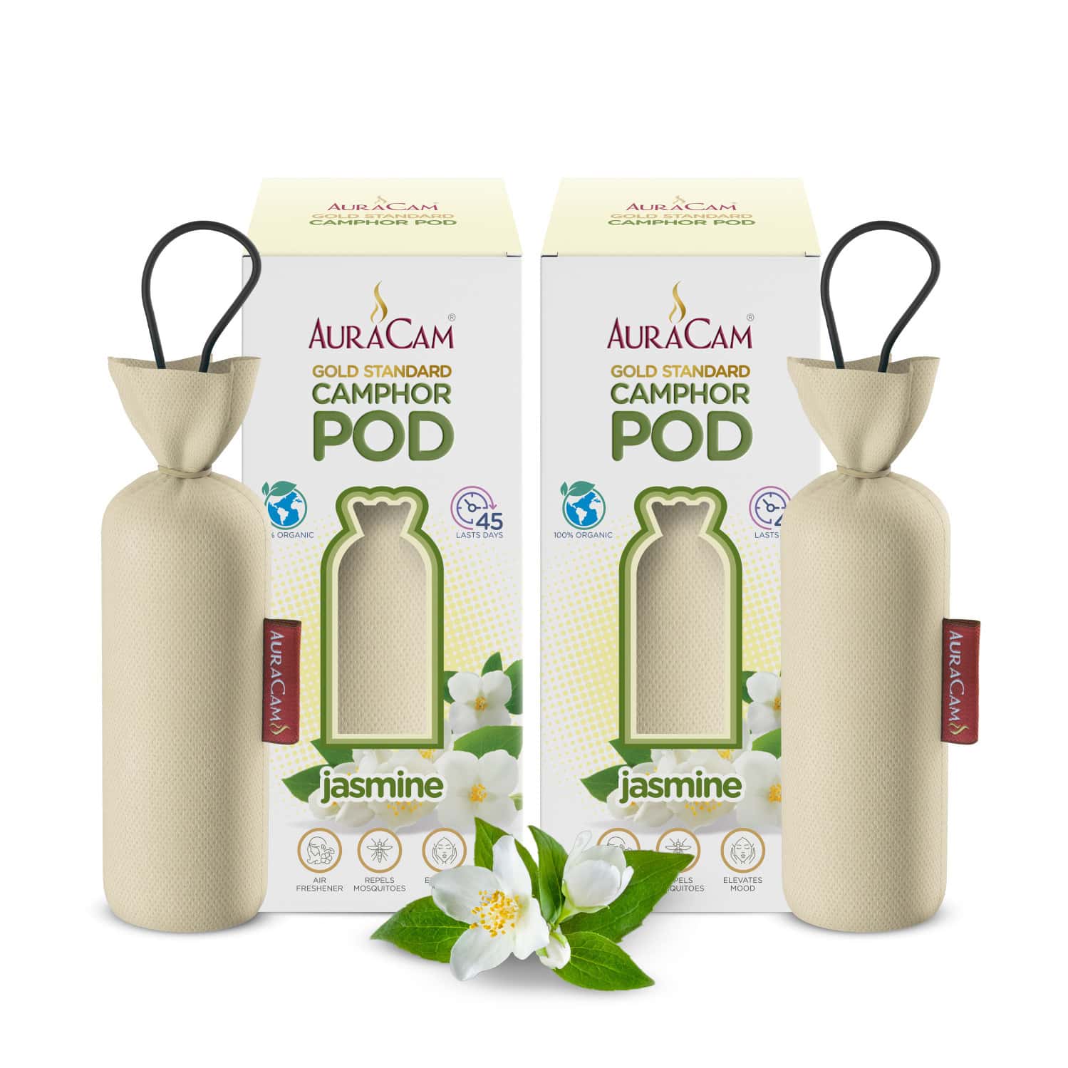 Auracam Gold Standard Camphor Pod Cone (jasmine) - Set Of 2