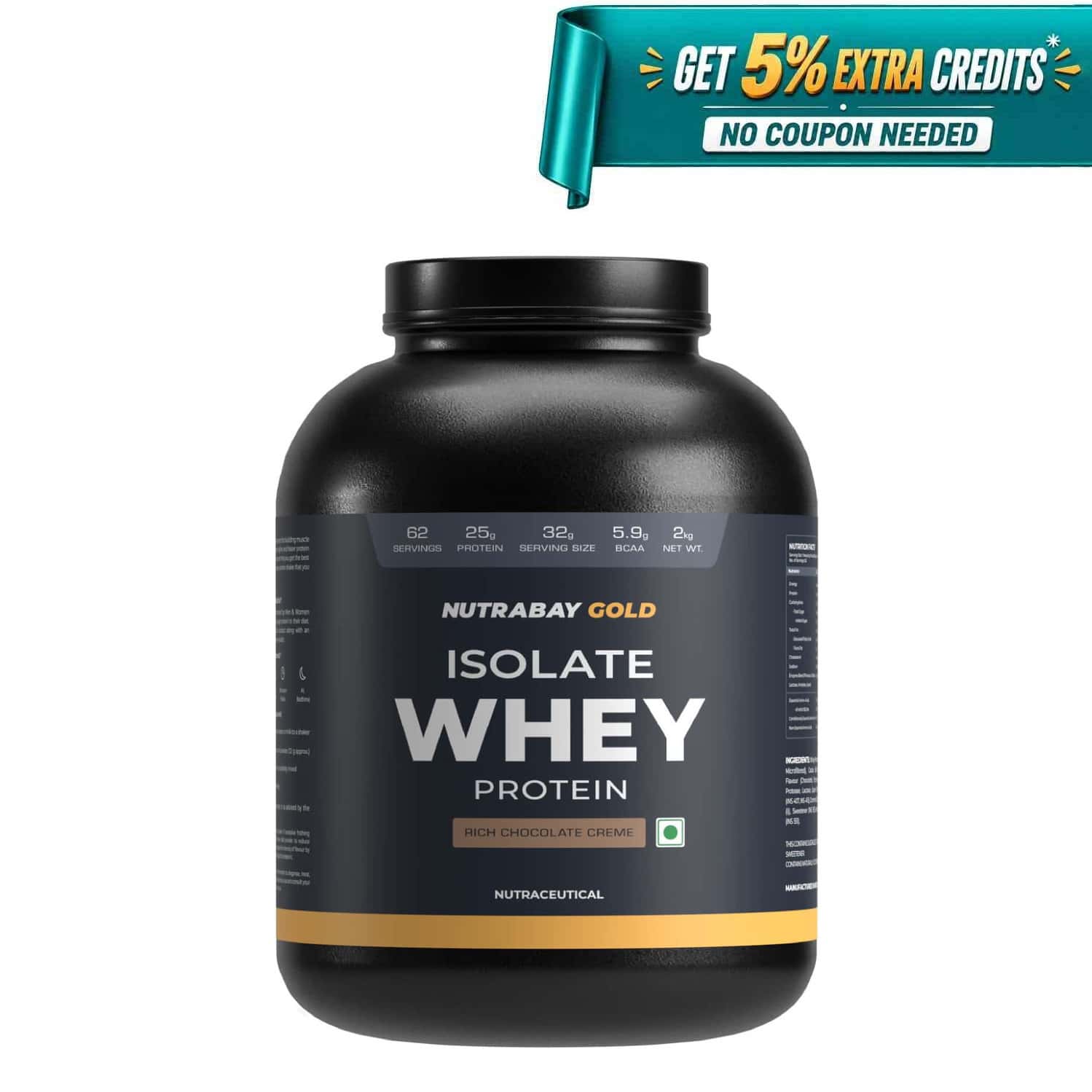 Nutrabay Gold 100% Whey Protein Isolate Rich Chocolate Creme - 2kg