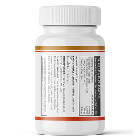 Inlife Flaxseed Oil Omega 3 6 9 Supplement Extra Virgin Cold Pressed 500 Mg - 60 Veg Capsules
