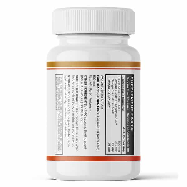Inlife Flaxseed Oil Omega 3 6 9 Supplement Extra Virgin Cold Pressed 500 Mg - 60 Veg Capsules