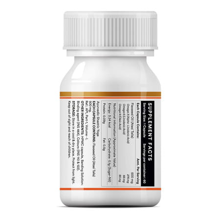Inlife Flaxseed Oil Omega 3 6 9 Supplement Extra Virgin Cold Pressed 500 Mg - 60 Veg Capsules