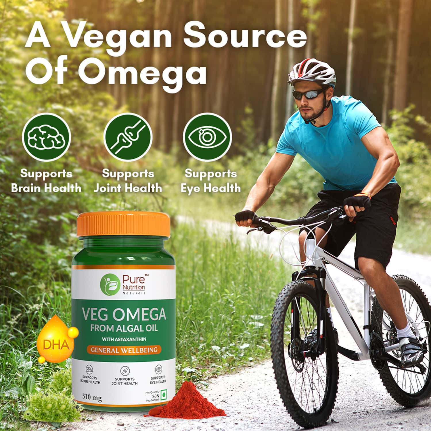 Buy PURE NUTRITION VEG OMEGA 3 FOR BRAIN AND HEART HEALTH 30 VEG