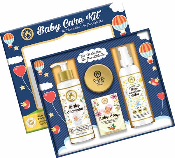 Mom & World Baby Care Collection Gift Pack-Shampoo Soap | Baby Sunscreen Lotion | Diaper Rash Cream