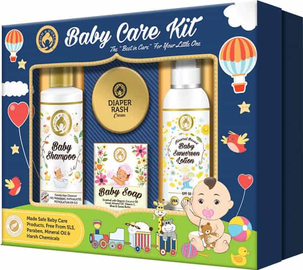 Mom & World Baby Care Collection Gift Pack-Shampoo Soap | Baby Sunscreen Lotion | Diaper Rash Cream