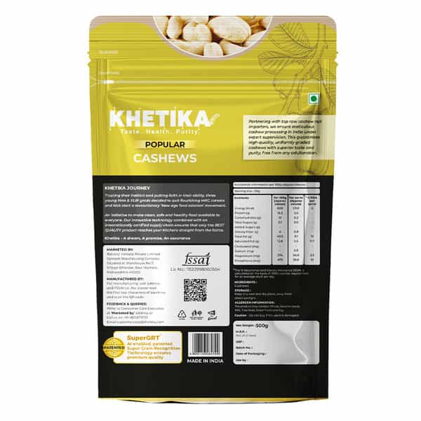 Khetika Naturale Popular Cashew (W400) 500G