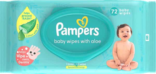 Pampers Baby Gentle Wet Wipes With Aloe 97% Pure Water - 72 Count