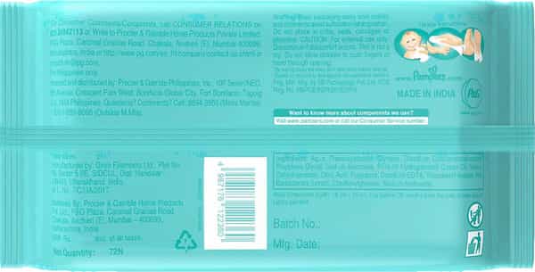 Pampers Baby Gentle Wet Wipes With Aloe 97% Pure Water - 72 Count