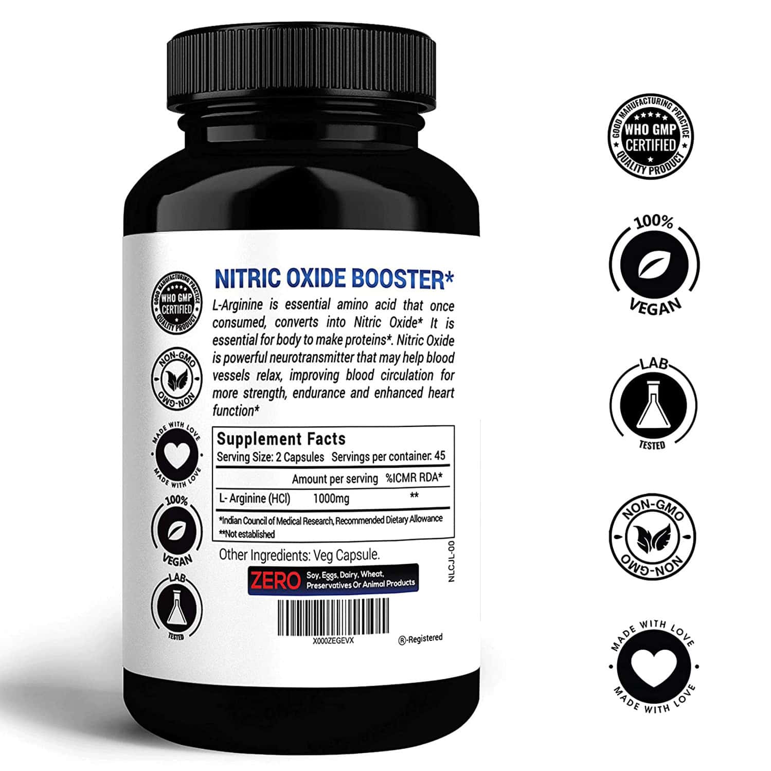 Buy NUTRAZEE LARGININE NITRIC OXIDE BOOSTER 90 VEGAN CAPSULES Online