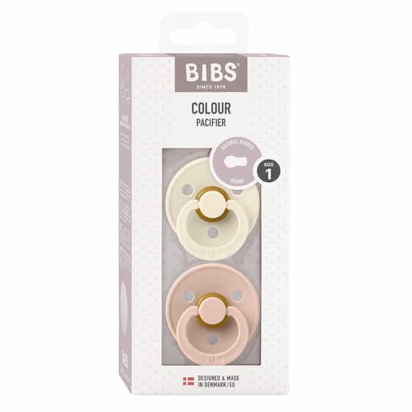 Bibs Colour 2 Pack Latex Size 1 Ivory/Blush - 0+ Months