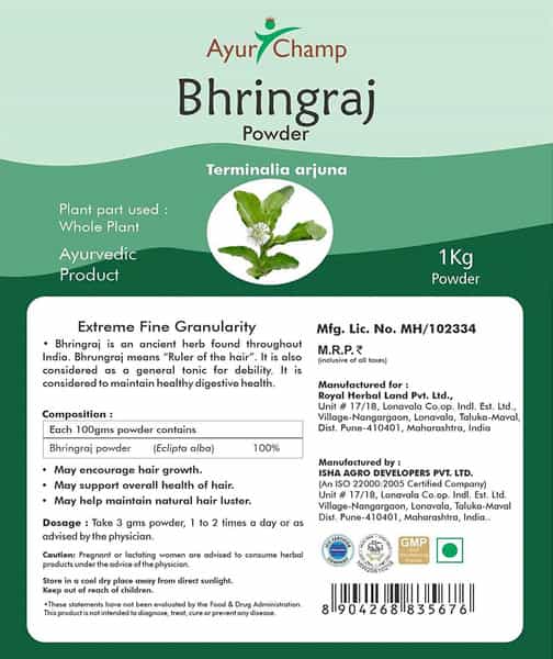 Ayur Champ - Pack Of 4 -Hair Growth Bhringraj Powder - 1 Kg