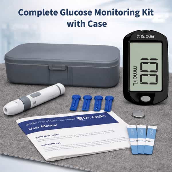 Dr. Odin Blood Glucose Monitoring System Gdh-Fad Monitoring Meter Kit Vial 25 Strip| 25 Lancet Black