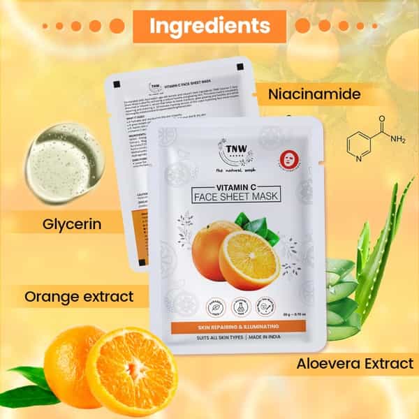Tnw The Natural Wash Vitamin C Face Sheet Mask - Pack Of 2