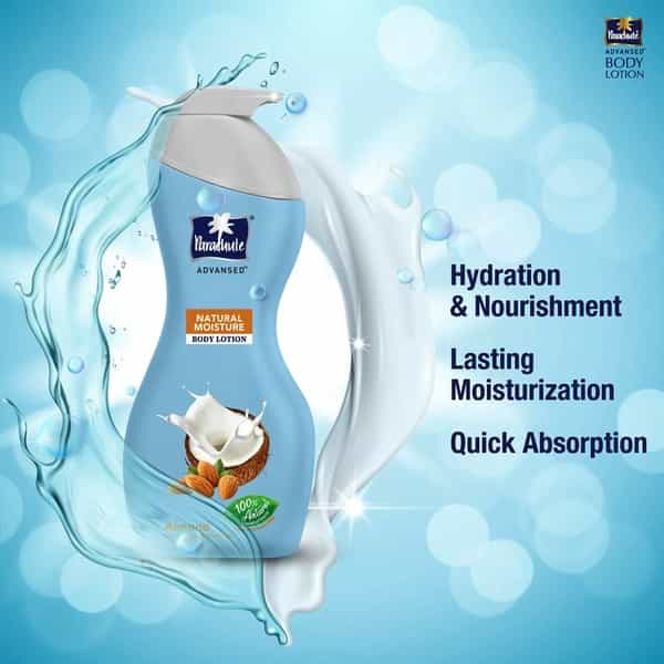 Parachute Advansed Natural Moisture Body Lotion With Almond Nourished & Hydrated Skin 400 Ml 