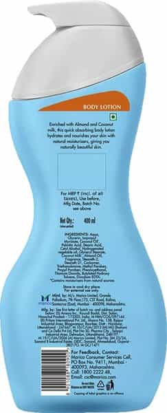 Parachute Advansed Natural Moisture Body Lotion With Almond Nourished & Hydrated Skin 400 Ml 