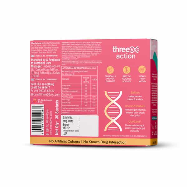 Three60 De-Stress & Happy Gut: Experience Quick Relief From Acidity And Bloating