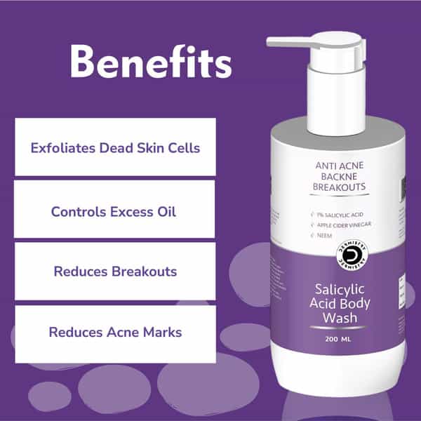 Dermistry Salicylic Acid Niacinamide Neem Anti Acne Pimples Oil Removal Exfoliator Body & Face Wash