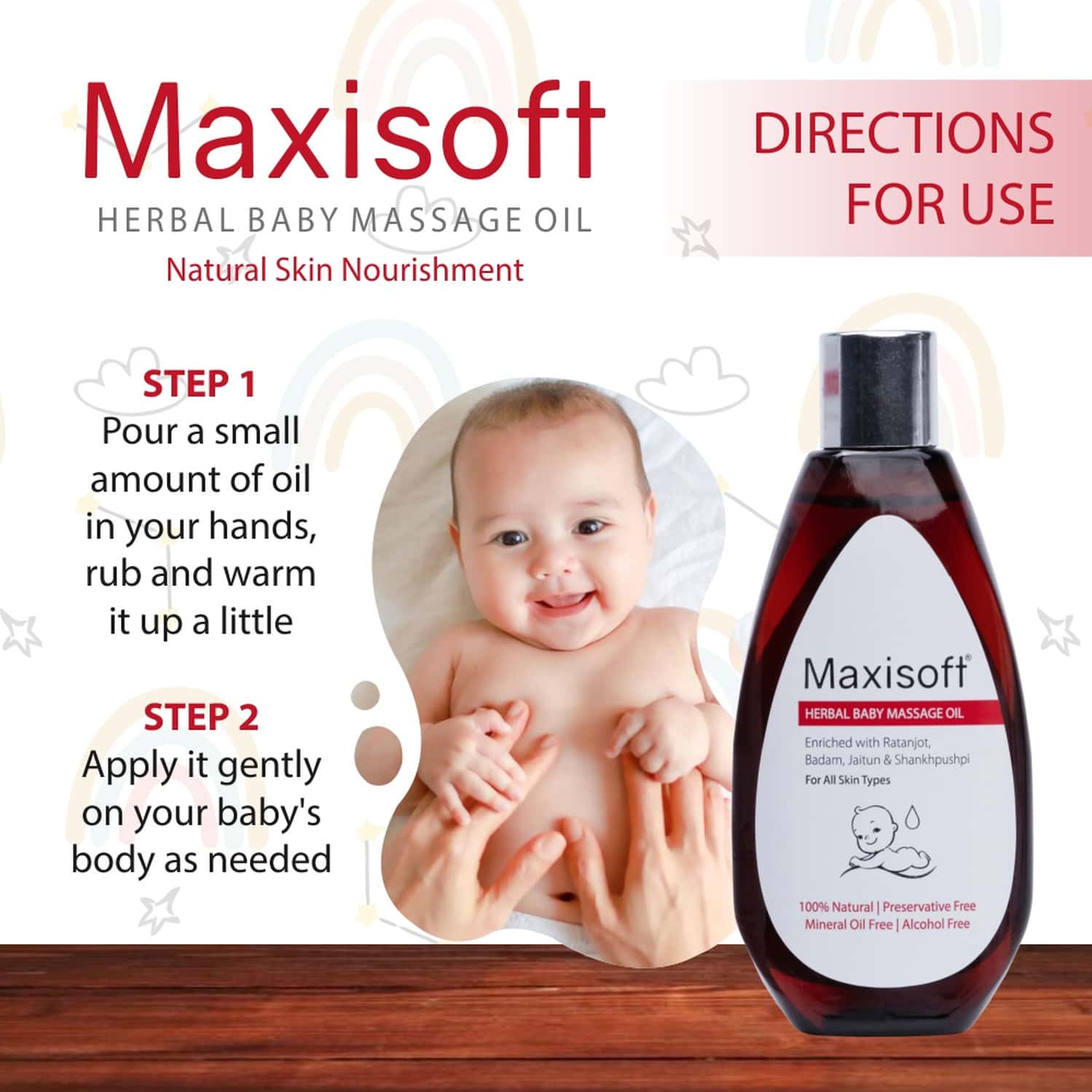 Buy MAXISOFT HERBAL BABY MASSAGE OIL 100 ML RATANJYOT, BADAM