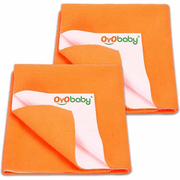 Oyo Baby Baby Dry Sheet Waterproof | Extra Absorbent | Quick Dry & Reusable 70X50 Cm Pack Of 2 Peach