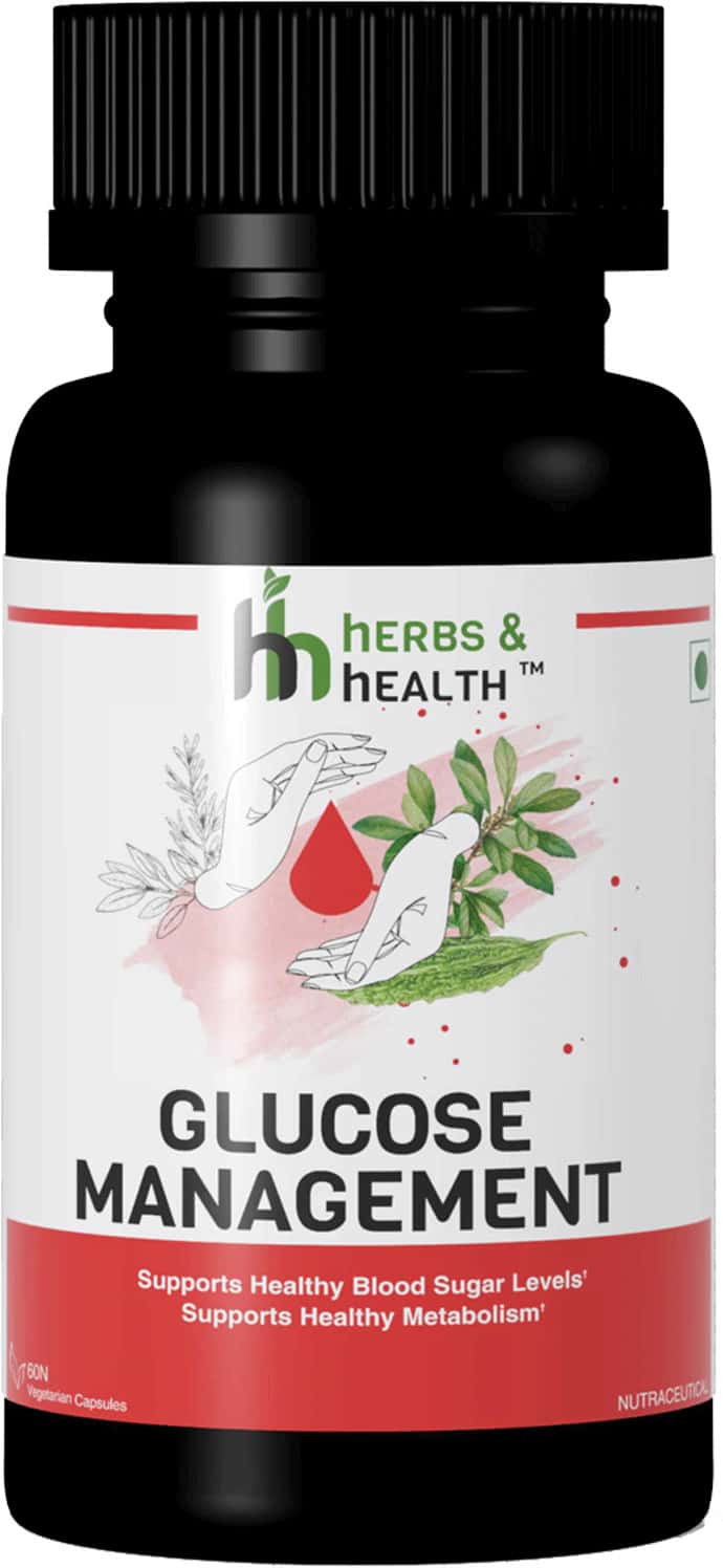 Herbs & Health - Glucose Management|Healthy Blood Sugar Levels| 60 Vegetarian Capsules