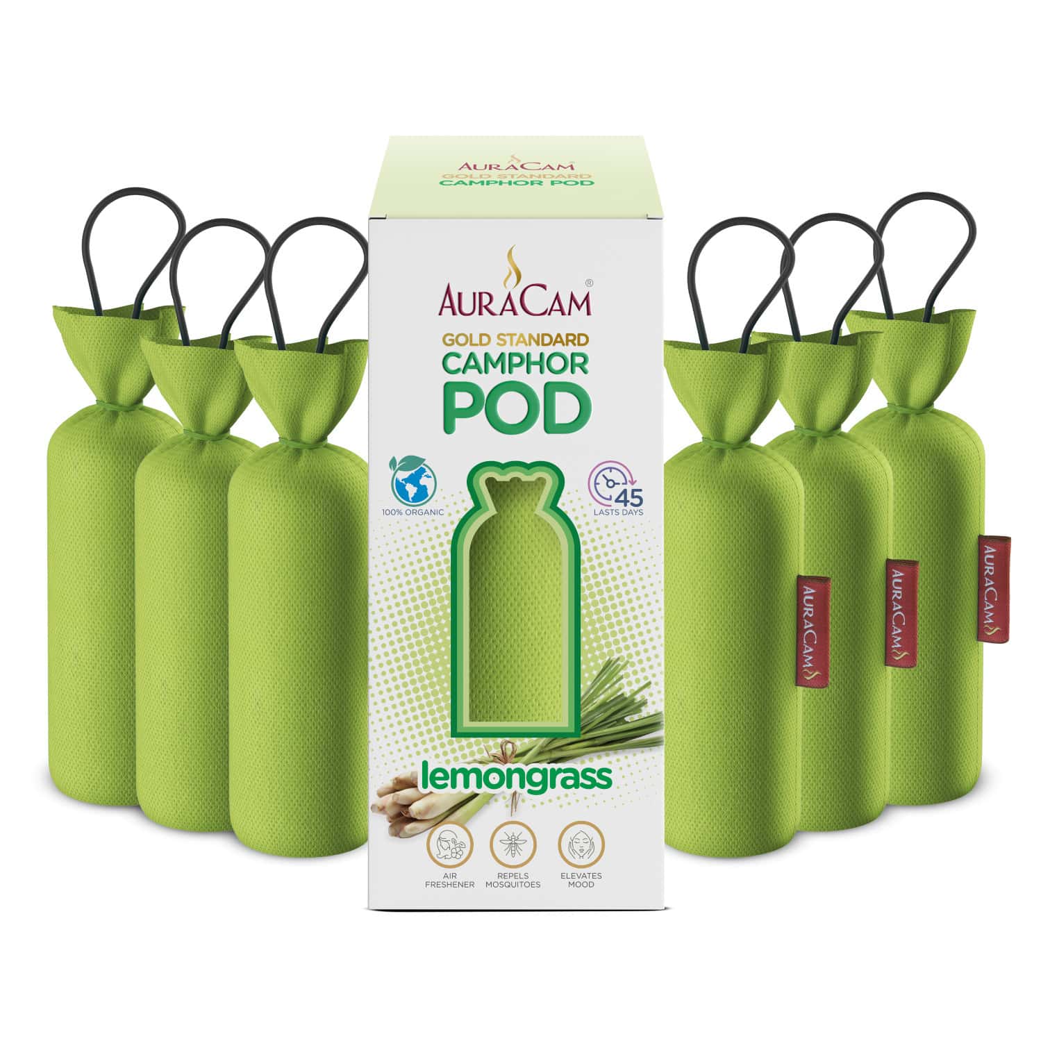 Auracam Gold Standard Camphor Pod Cone Lemongrass- Set Of 6
