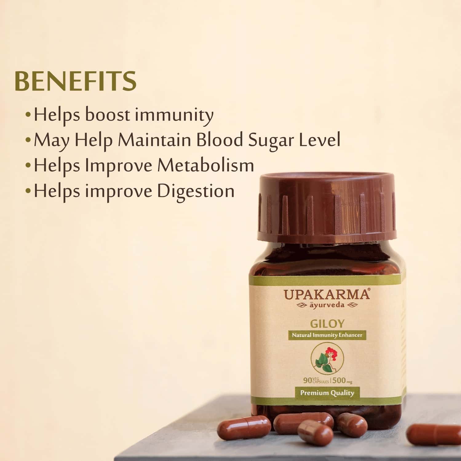 Buy UPAKARMA AYURVEDA PURE AND PREMIUM GILOY EXTRACT 500 MG 90 VEGGIE