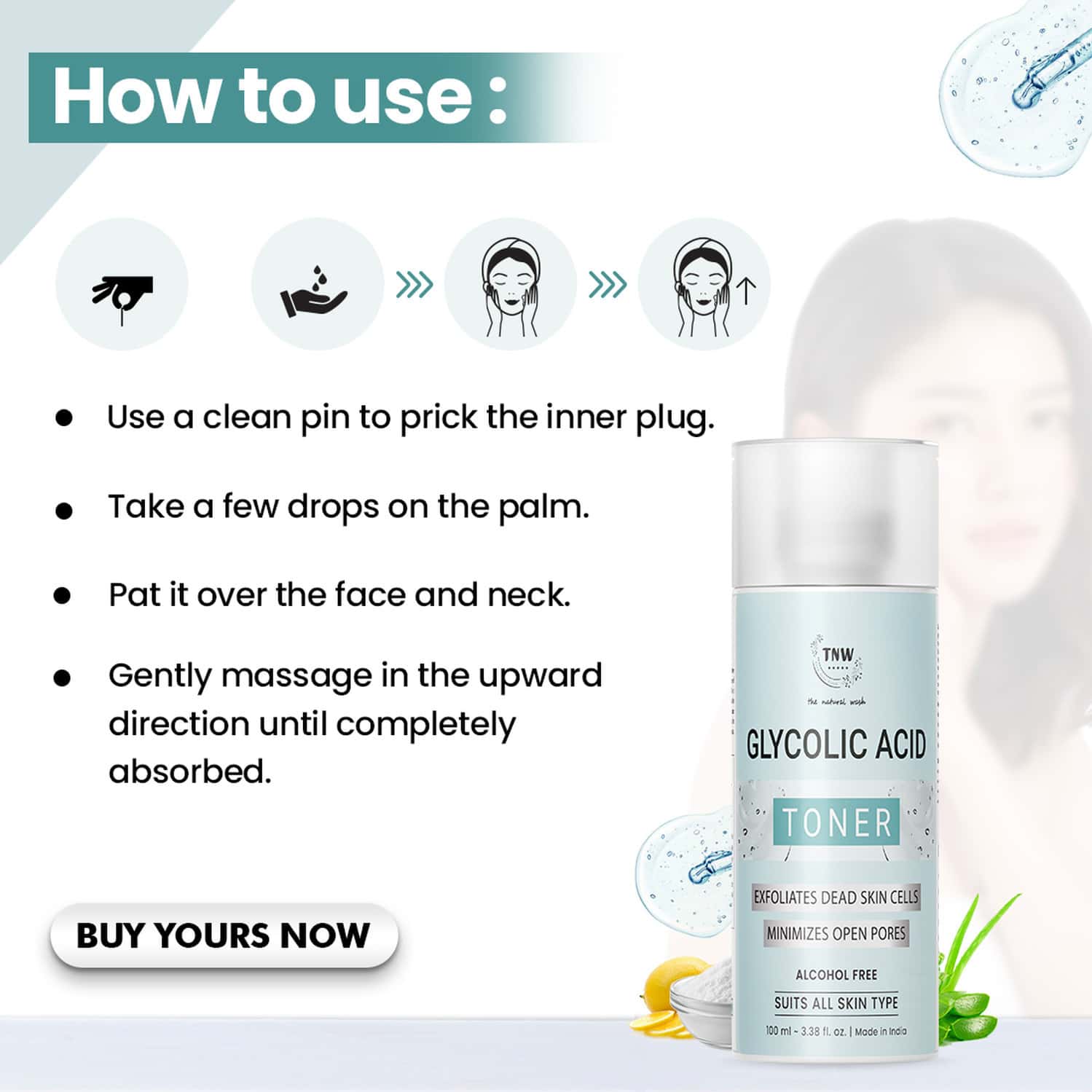 Buy TNW THE NATURAL WASH GLYCOLIC ACID TONER FOR EXFOLIATING DEAD