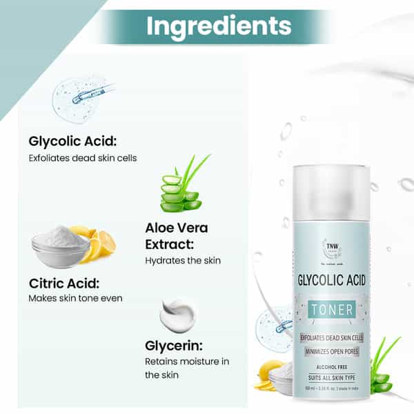 Tnw The Natural Wash Glycolic Acid Toner | For Exfoliating Dead Skin Cells | Alcohol Free