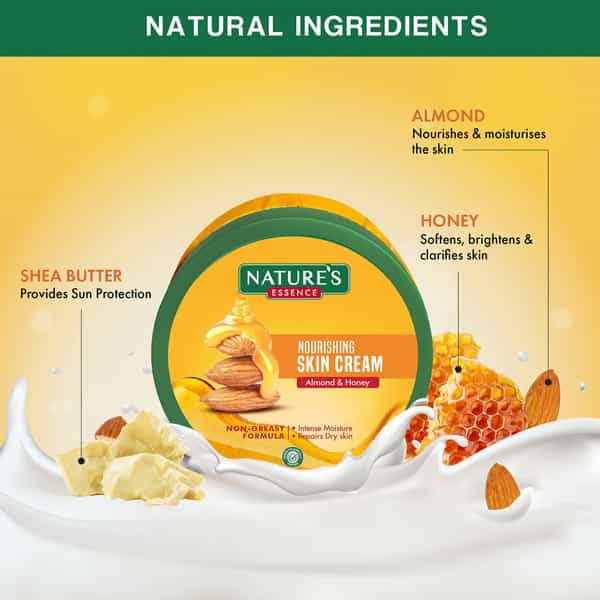 Nature's Essence Almond & Honey Nourishing Skin Cream | Intense Moisturization & Radiance | 400Ml