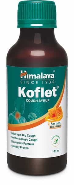 Himalaya Koflet Cough Syrup + 6 Lozenges Free For Cough & Throat Relief |Herbal |Non Drowsy | 100Ml