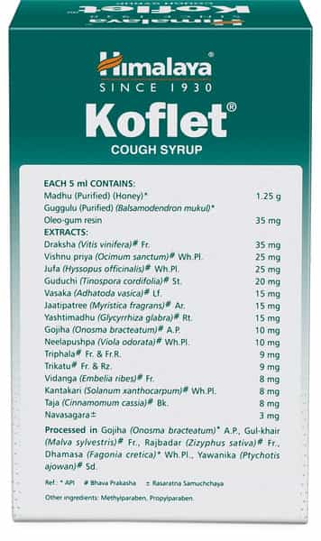 Himalaya Koflet Cough Syrup + 6 Lozenges Free For Cough & Throat Relief |Herbal |Non Drowsy | 100Ml