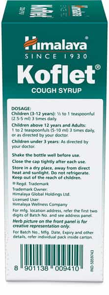 Himalaya Koflet Cough Syrup + 6 Lozenges Free For Cough & Throat Relief |Herbal |Non Drowsy | 100Ml