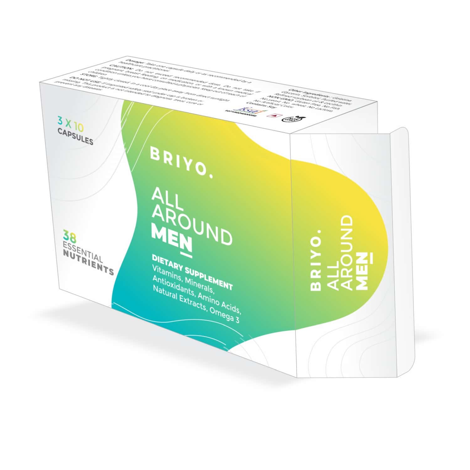 Briyo All Around Men Daily Multivitamin For Men - 37 Plus Nutrients In One Capsule - 30 Capsules