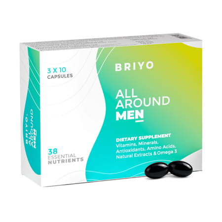 Briyo All Around Men Daily Multivitamin For Men - 37 Plus Nutrients In One Capsule - 30 Capsules