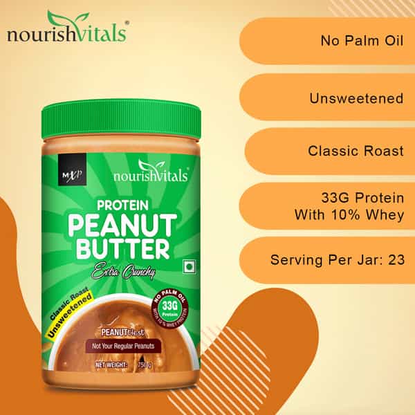 Nourishvitals Irresistibly Tasty Combo | High Protein Peanut Butter (Extra Crunchy 750Gm Each)