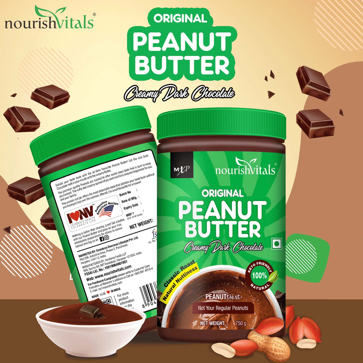 Buy NOURISHVITALS IRRESISTIBLY TASTY COMBO HIGH PROTEIN PEANUT BUTTER