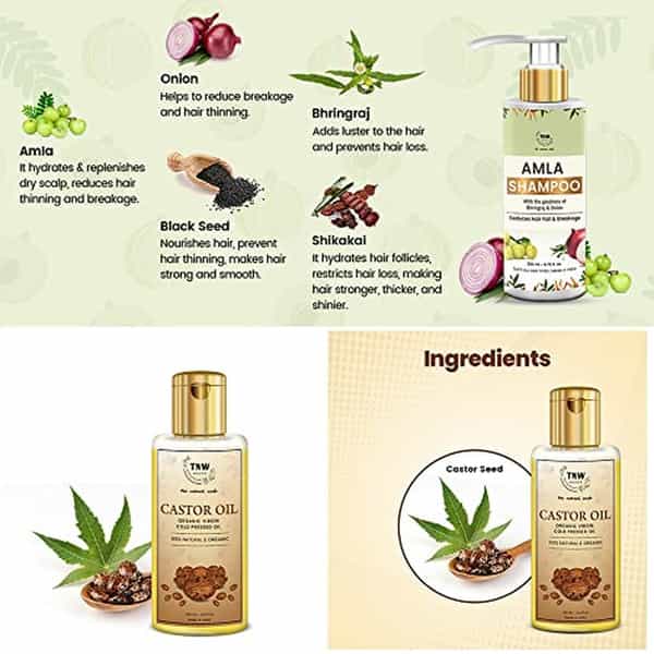 Tnw The Natural Wash Hair Care Combo With Amla Shampoo & Castor Oil