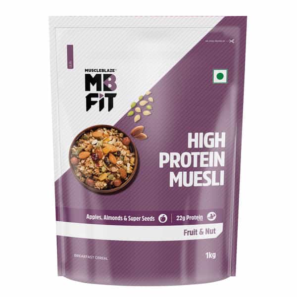 Muscleblaze High Protein Muesli 1 Kg | Fruits & Nut | 19 G Protein | Protein Breakfast Cereals