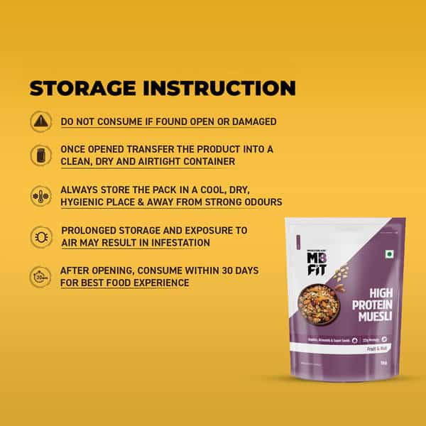 Muscleblaze High Protein Muesli 1 Kg | Fruits & Nut | 19 G Protein | Protein Breakfast Cereals