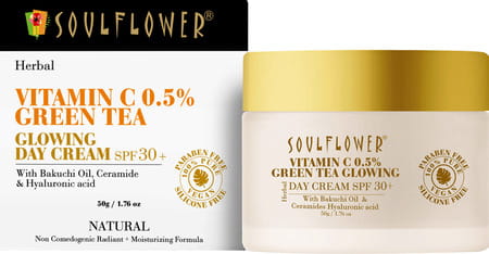 Soulflower Vitamin C 0.5% Green Tea Glowing Day Cream Spf30+