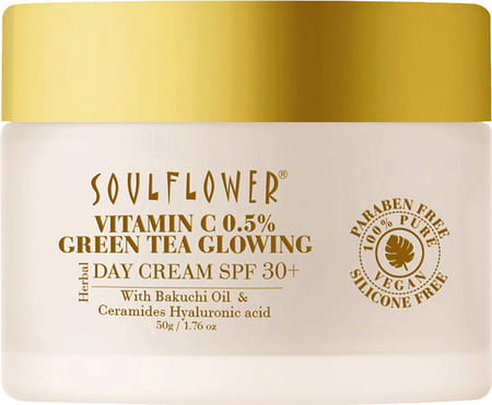 Soulflower Vitamin C 0.5% Green Tea Glowing Day Cream Spf30+