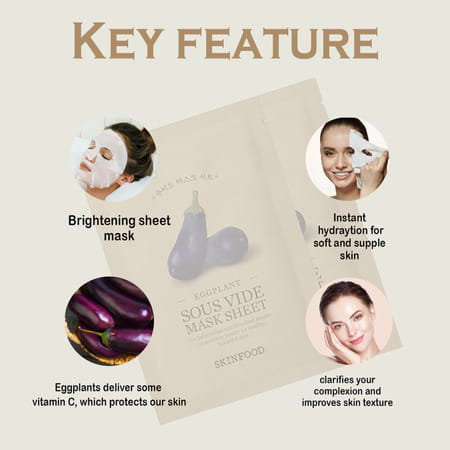 Skinfood Eggplant Sous Vide Mask Sheet - Pack Of 3